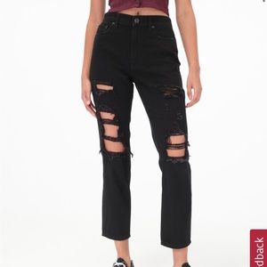 Black Ripped Aeropostale Baggy High Waisted Mom Jeans
